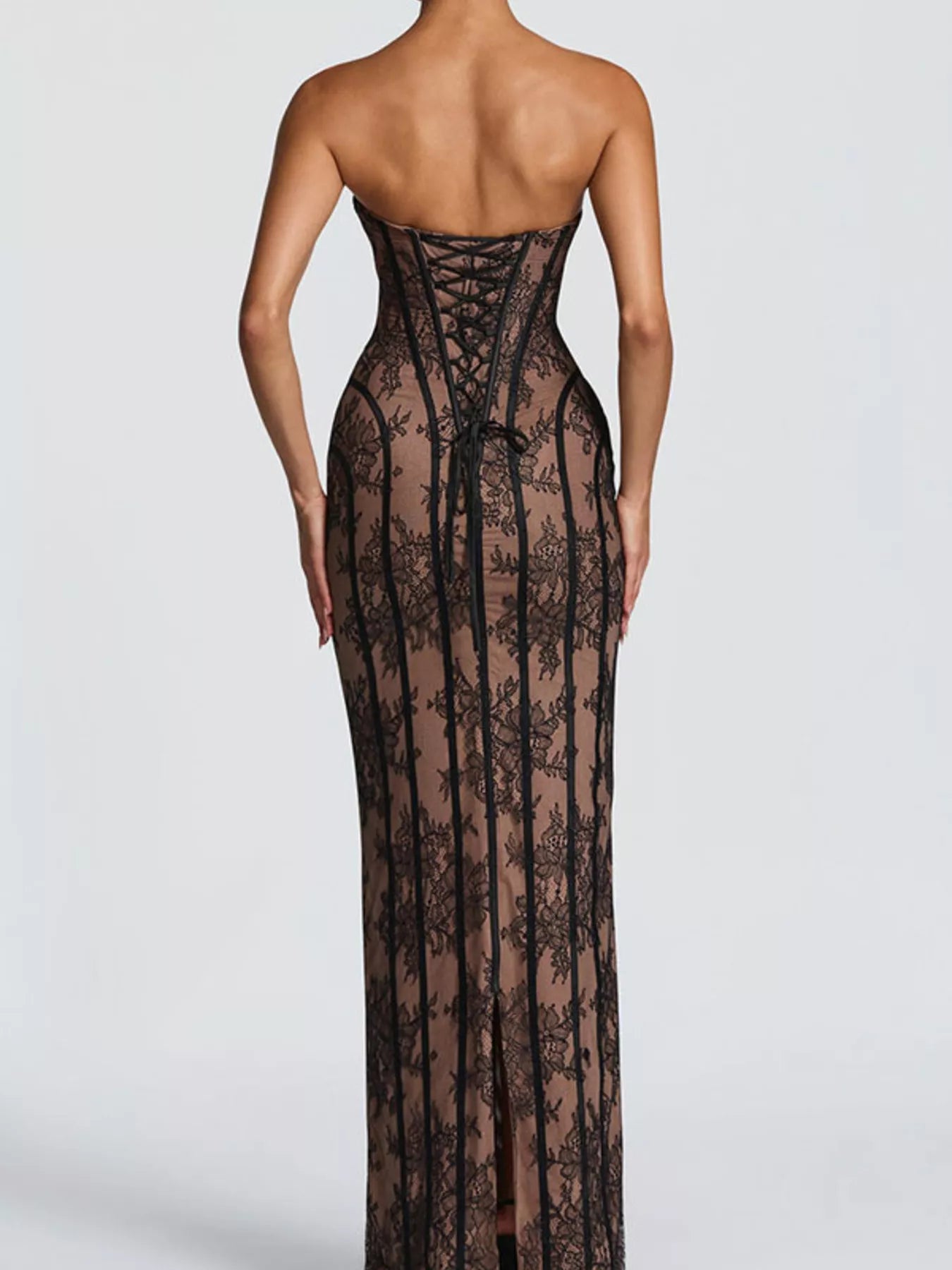 Lace Up Back Strapless Maxi Dress - product image 14