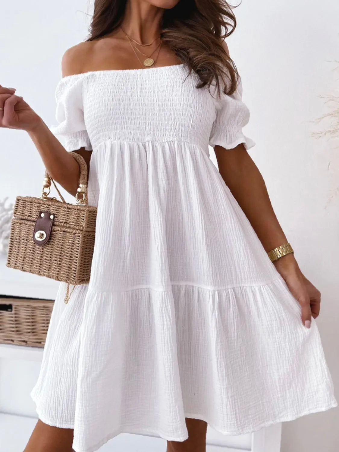 Smocked Off-Shoulder Mini Dress Main image