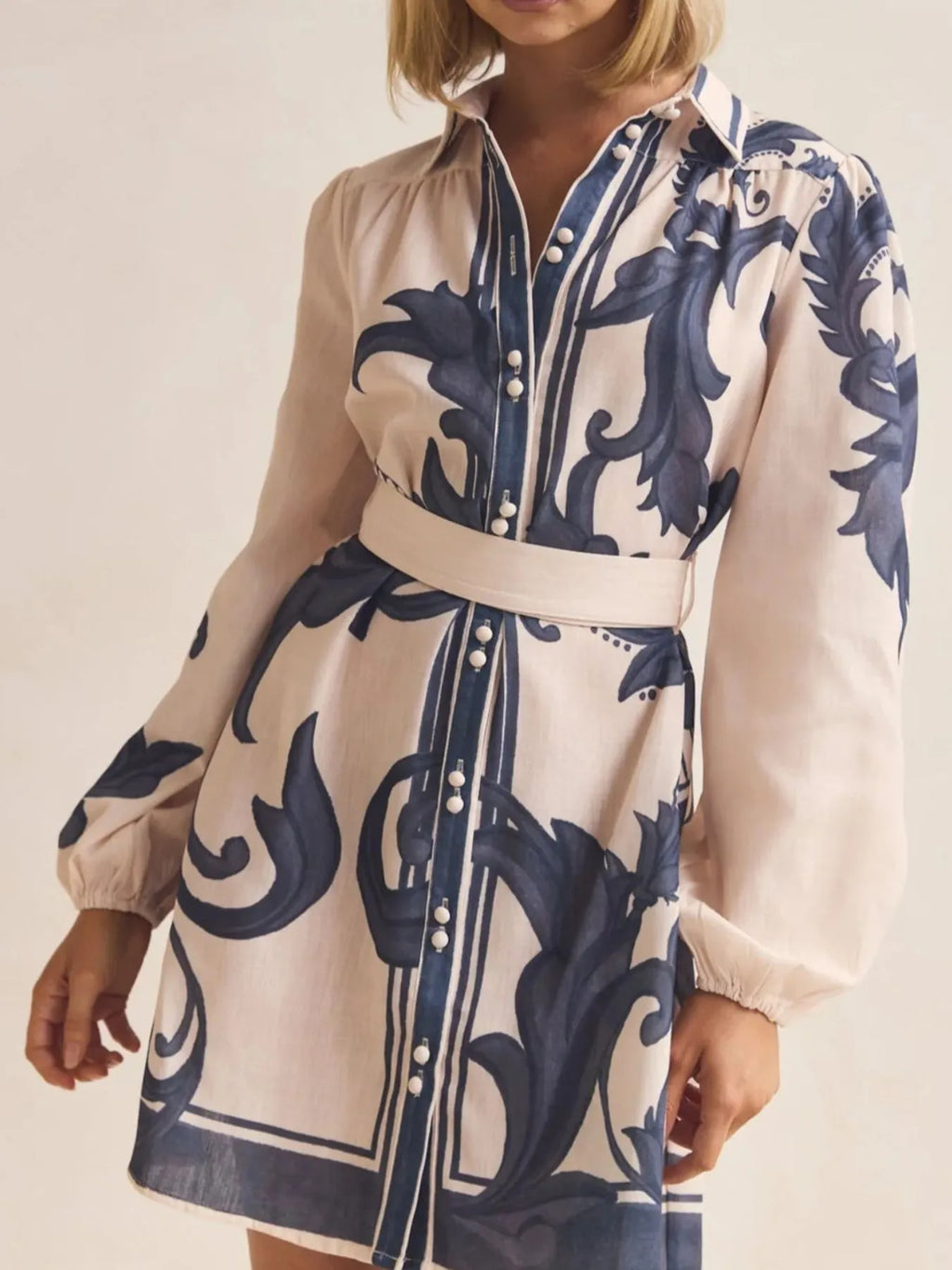Printed Long Sleeve Shirt Dress - product image 2