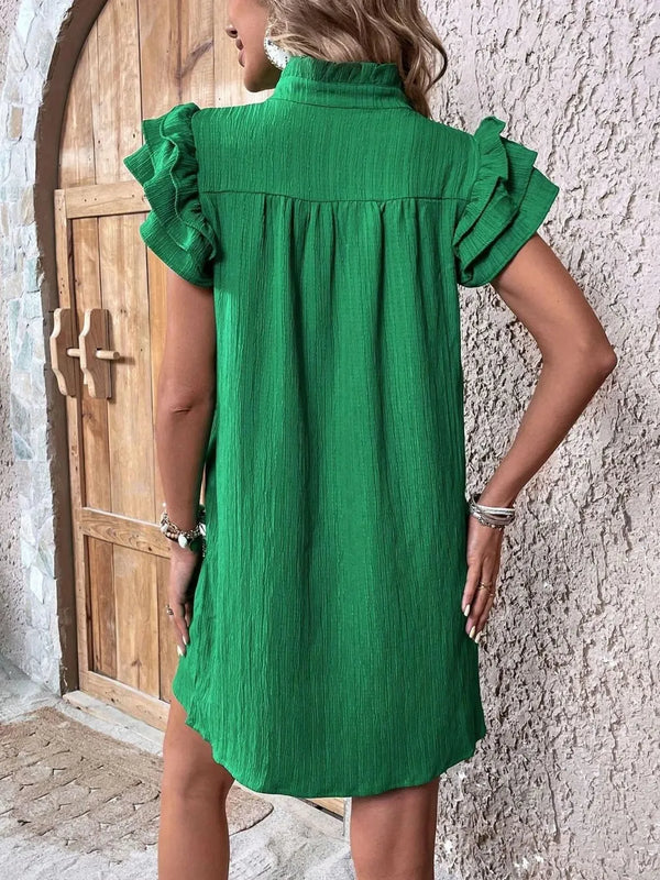 Ruffled Notched Cap Sleeve Mini Dress - product image 9