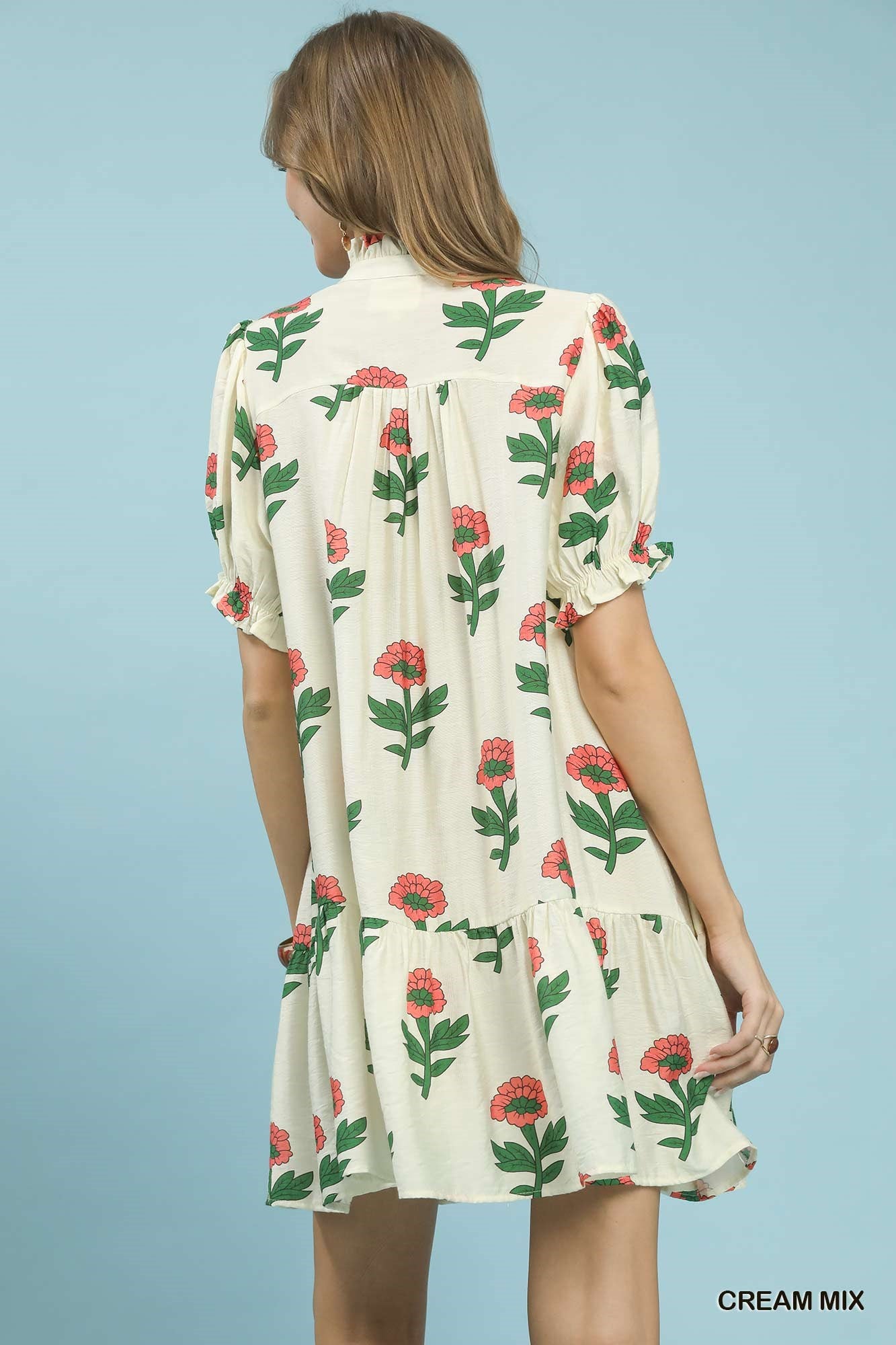 Umgee Floral Print Babydoll Dress view 3 - Shopiebay