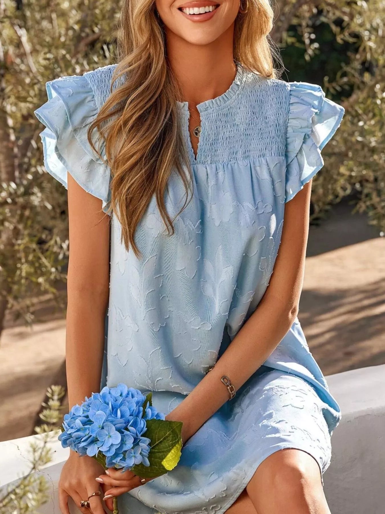 Floral Embossed Ruffle Sleeve Mini Dress - product image 19
