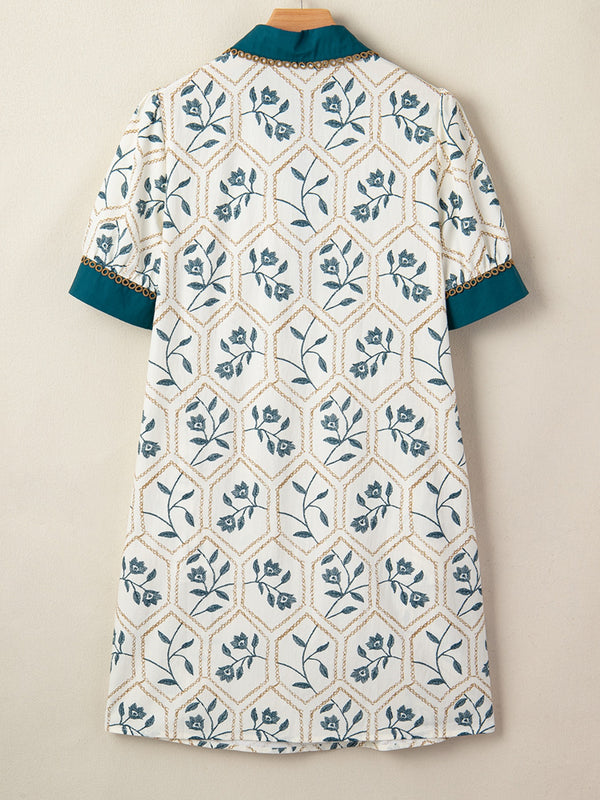 Floral Print Polo Collar Casual Mini Dress - product image 7