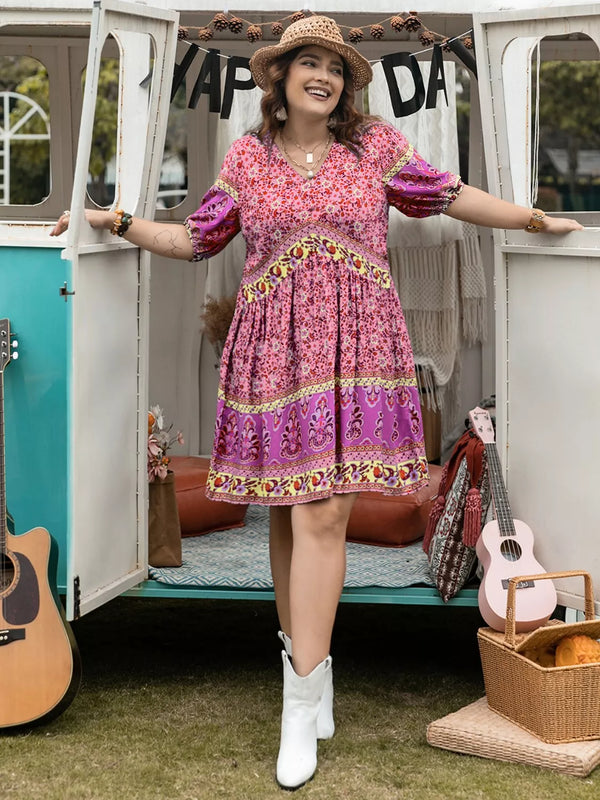 Plus Size Floral V-Neck Mini Dress - product image 12