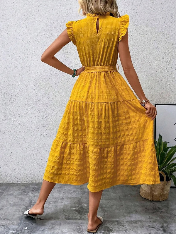 Tied Ruffled Cap Sleeve Midi Dress - product image 2
