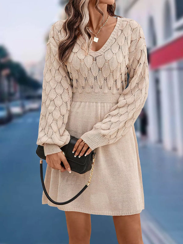 V-Neck Long Sleeve Sweater Dress - product image 2