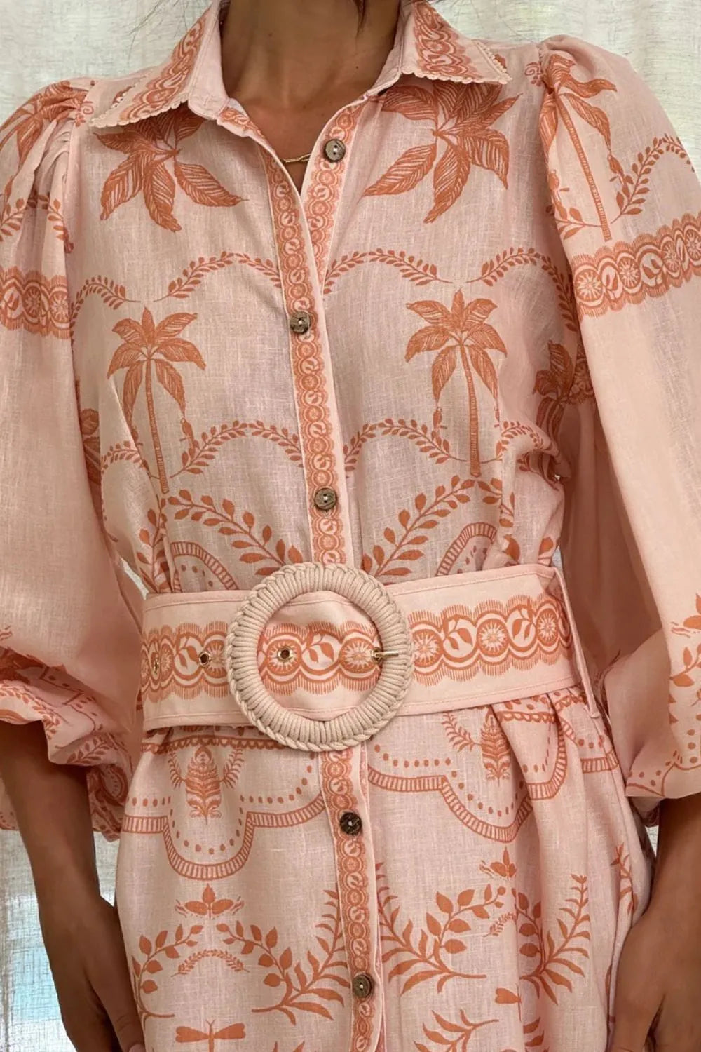 Printed Balloon Sleeve Maxi Shirt Dress - product image 2