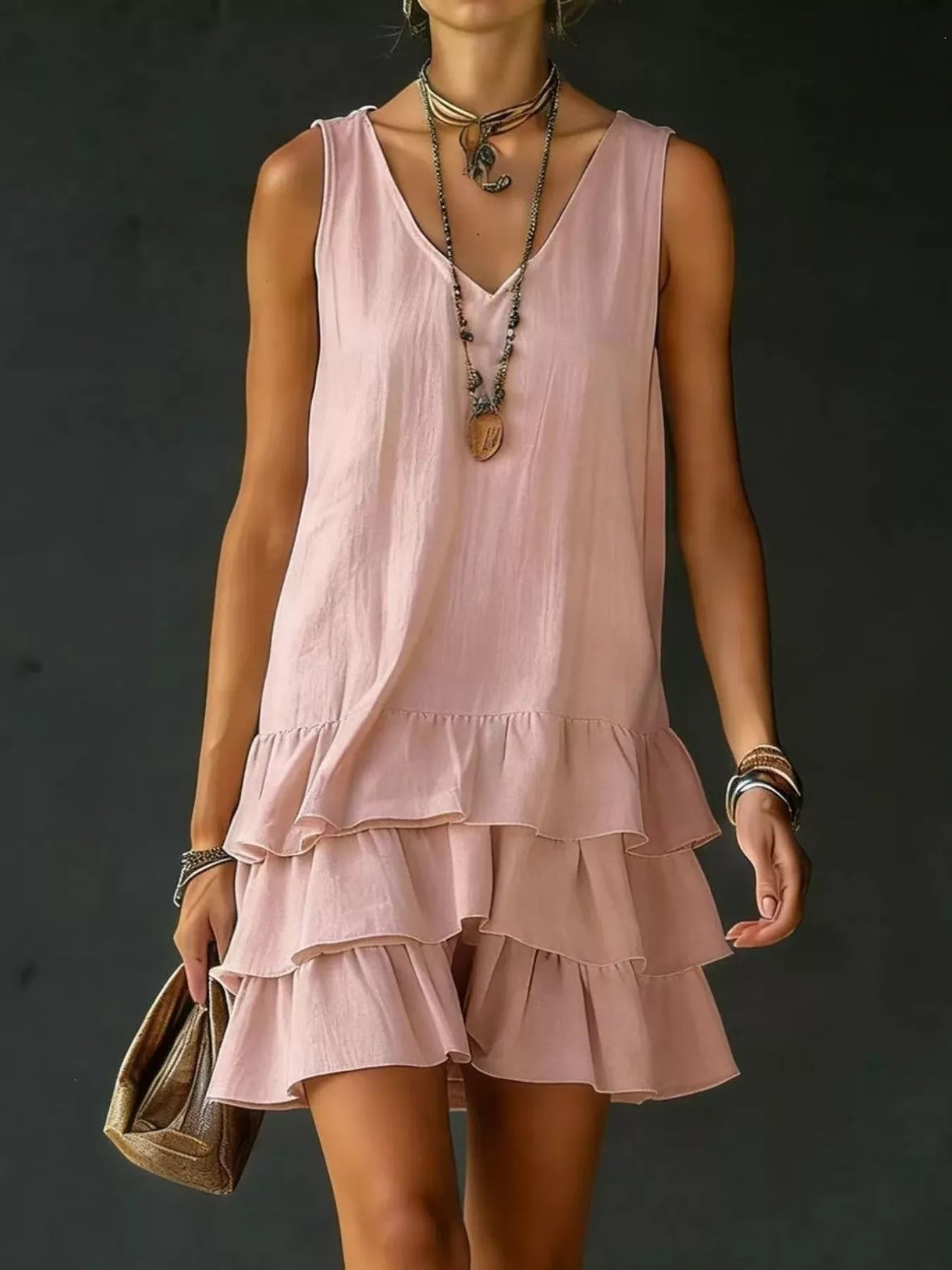 Full Size Ruffled Hem V-Neck Sleeveless Dress Plus Size - product image 13