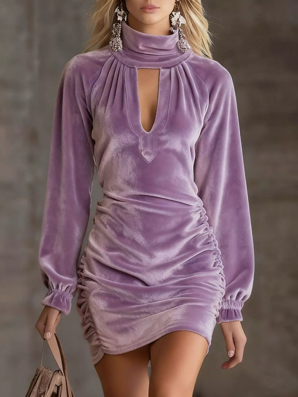 Velvet Ruched Flounce Sleeve Mini Dress - product image 10