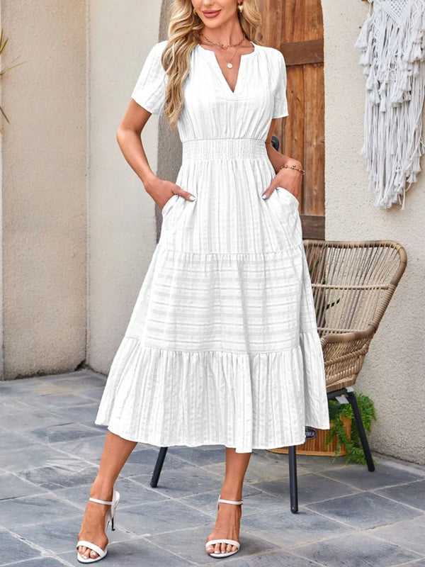 Tiered Notched Short Sleeve Dress - product image 13