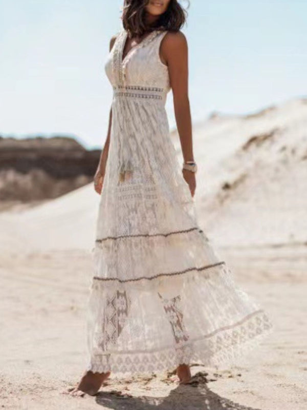 Lace V-Neck Sleeveless Maxi Dress - product image 2
