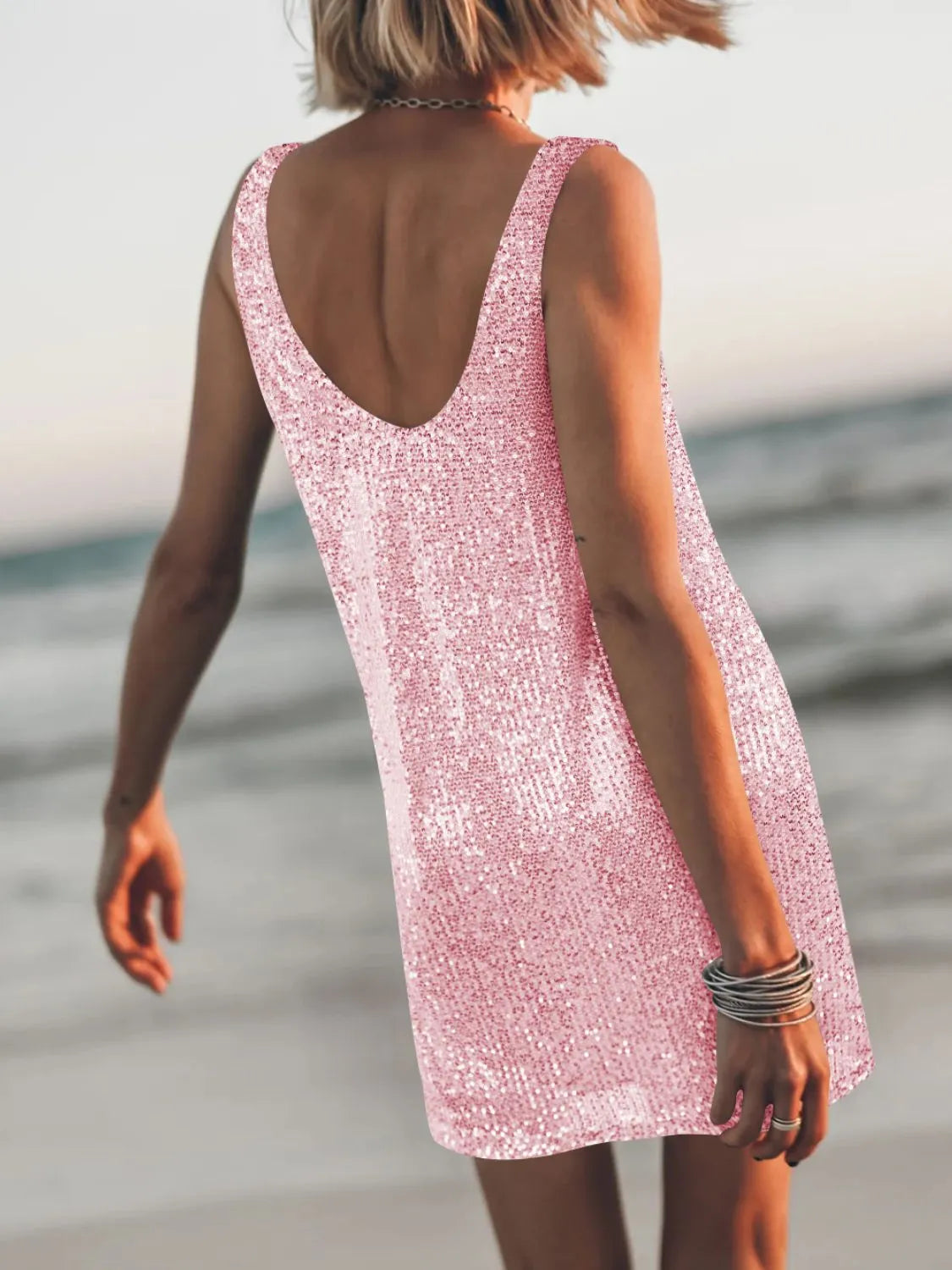 Sequin Scoop Neck Mini Dress - product image 15