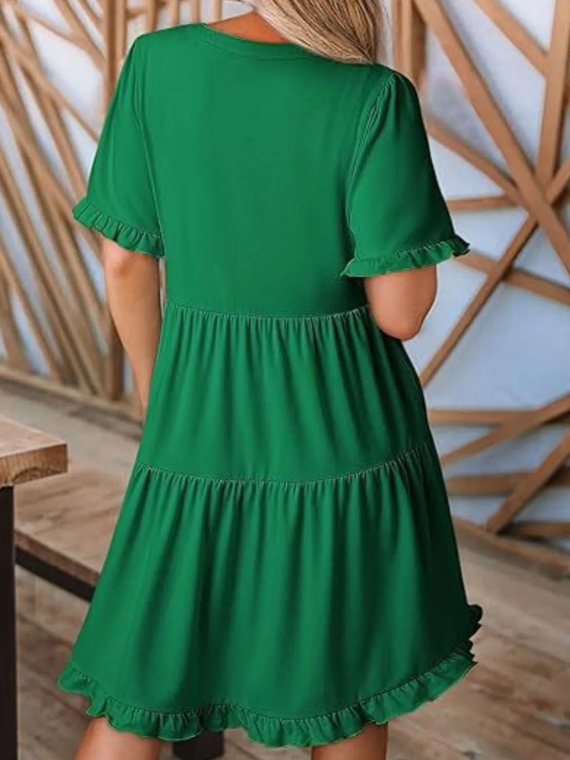 Tiered Notched Short Sleeve Mini Dress - product image 3
