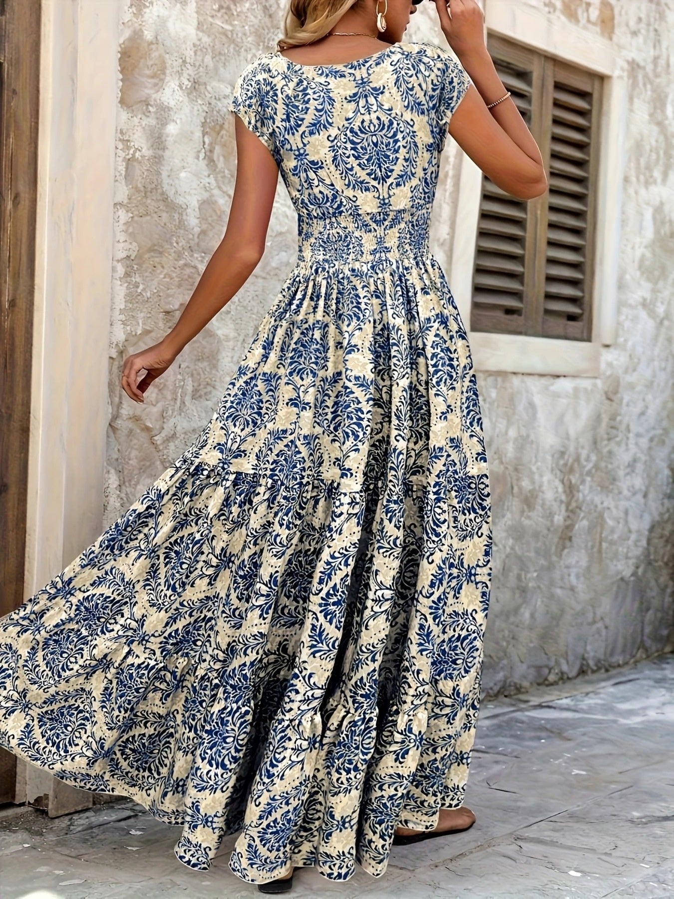 Printed Cap Sleeve Maxi Dress - product image 22