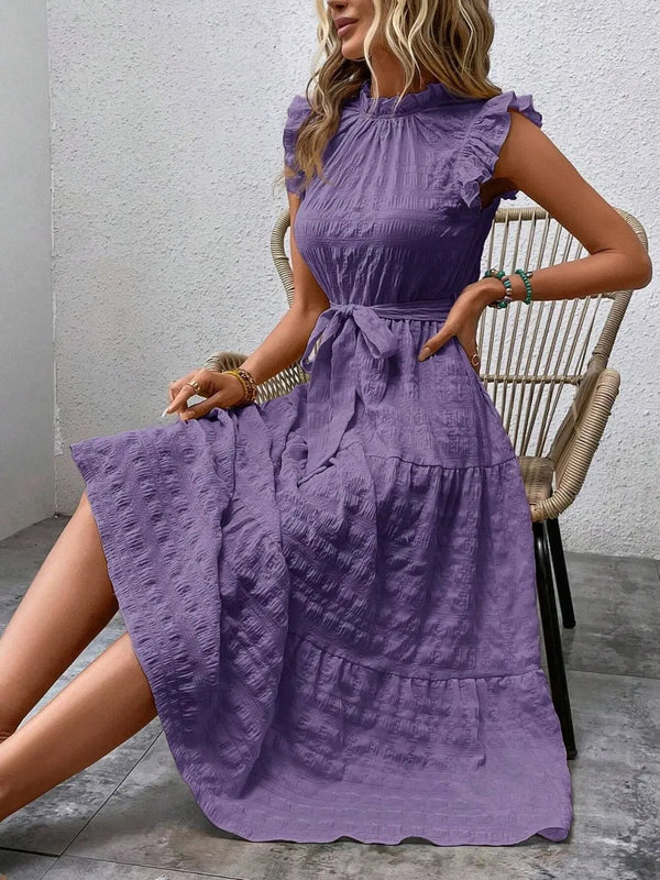 Tied Ruffled Cap Sleeve Midi Dress - product image 25