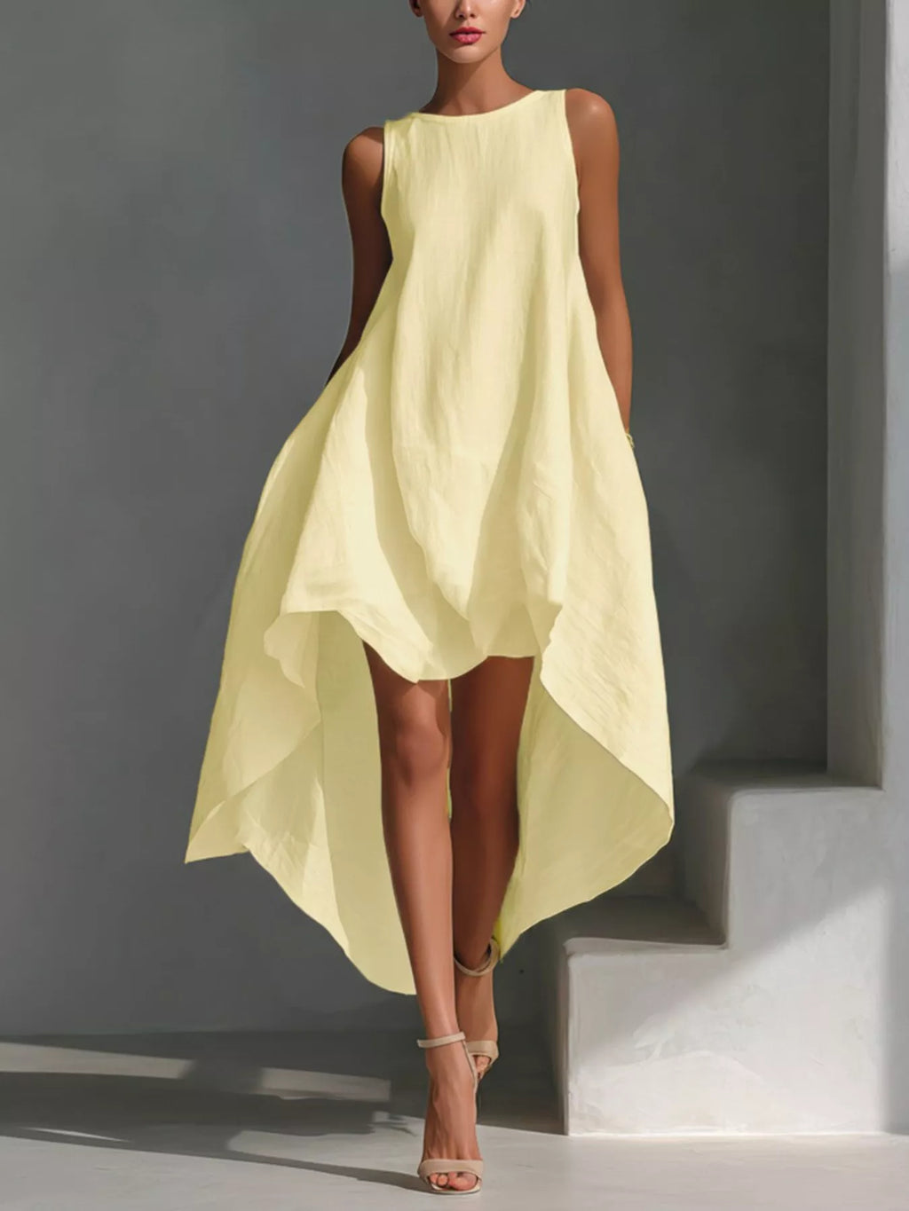 High-Low Round Neck Sleeveless Dress - product image 4