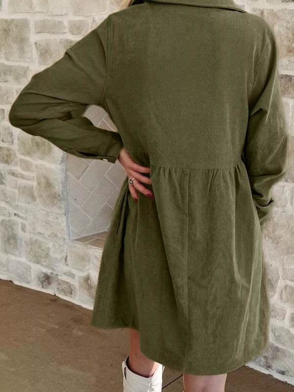 Casual Corduroy Button Detail Mini Dress - product image 2