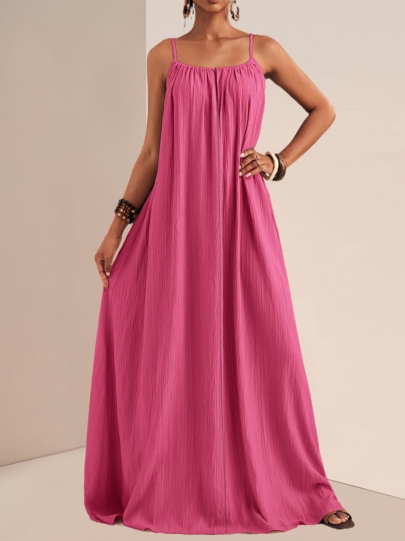 Spaghetti Strap Flowy Maxi Dress view 12 - Shopiebay