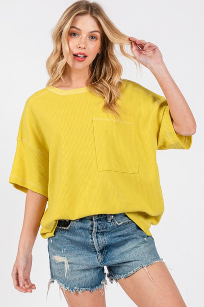 Cesfemme Textured Drop Shoulder T-Shirt