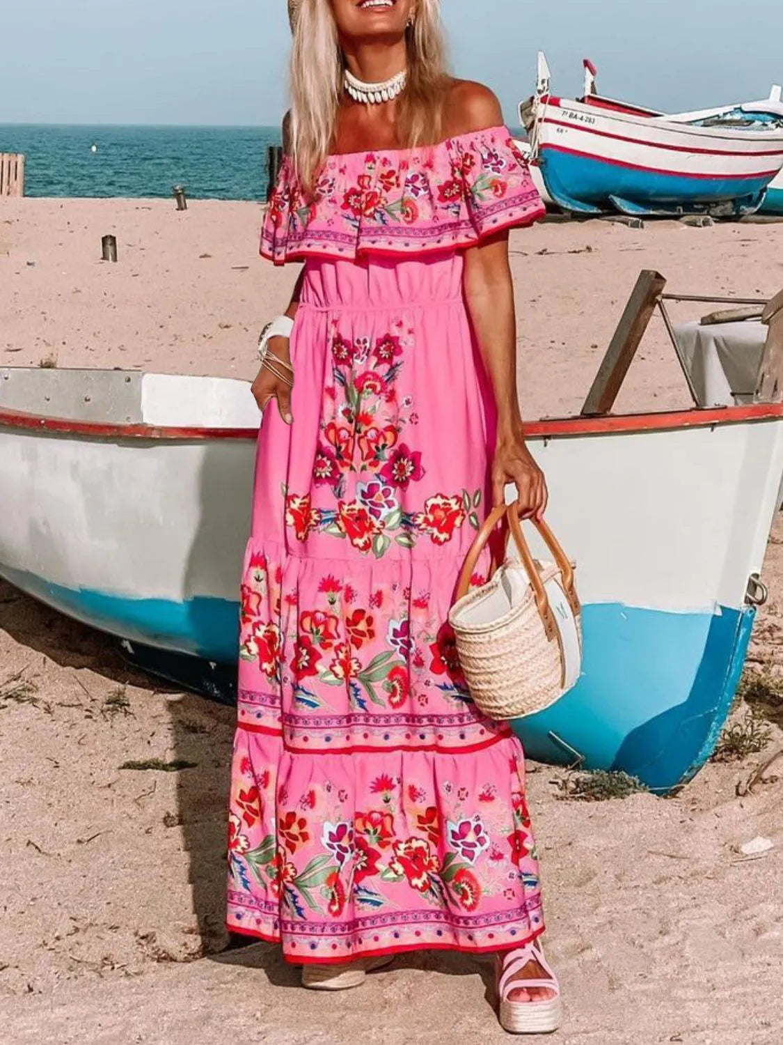 Floral Off Shoulder Ruffle Maxi Dress - product image 15