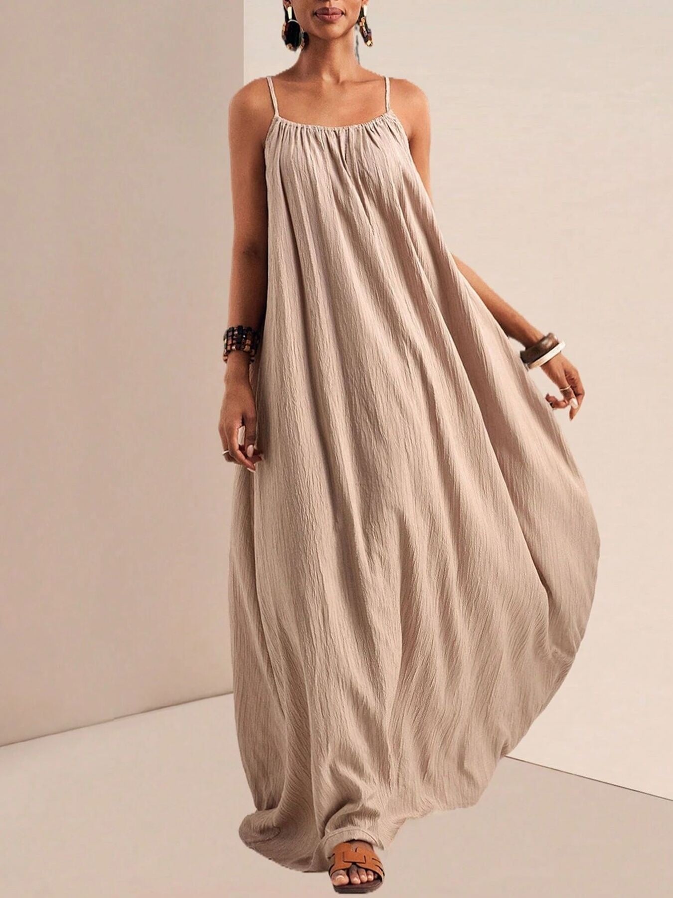 Spaghetti Strap Flowy Maxi Dress view 3 - Shopiebay