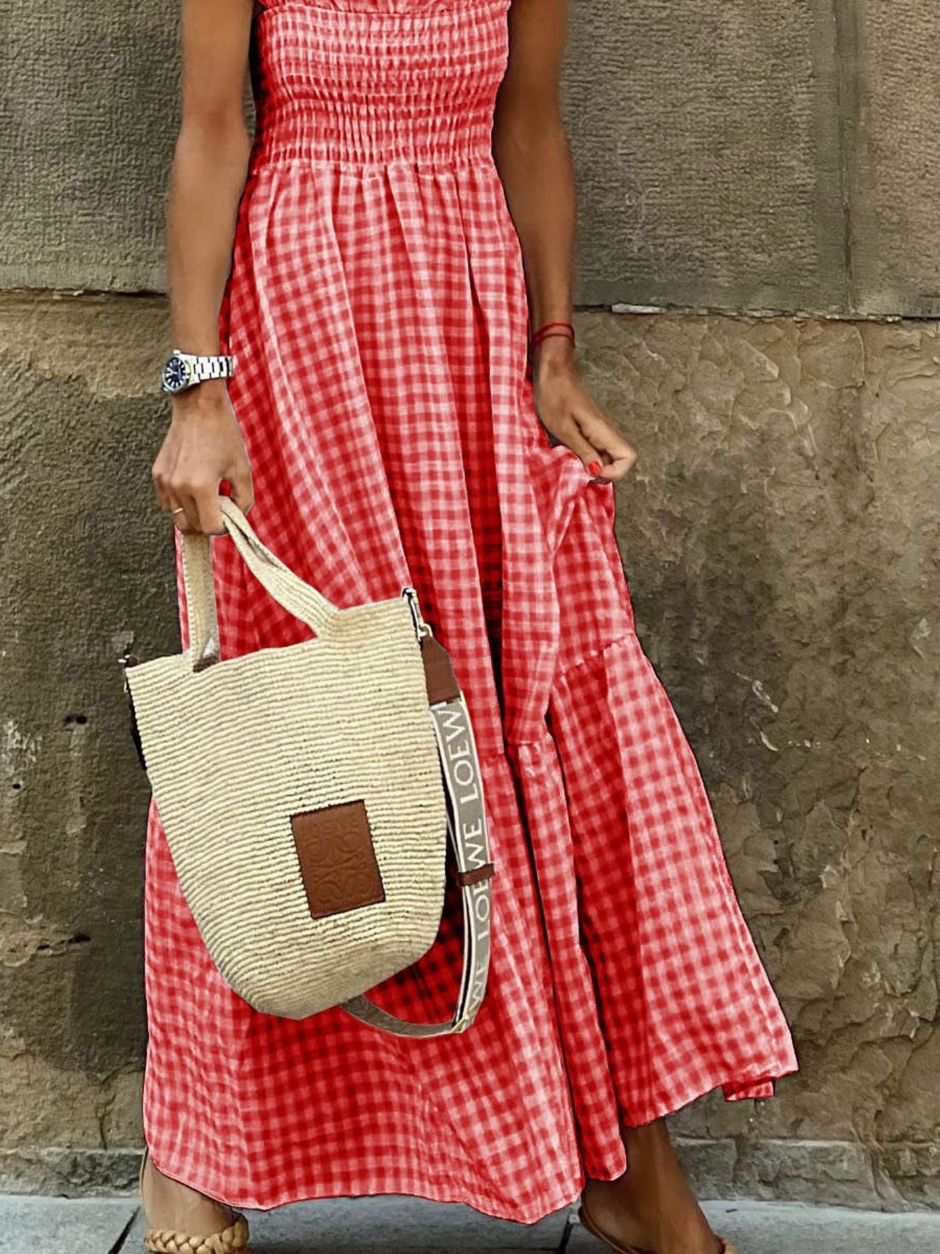 Plaid Ruffle Sleeve Maxi Dress - product image 7