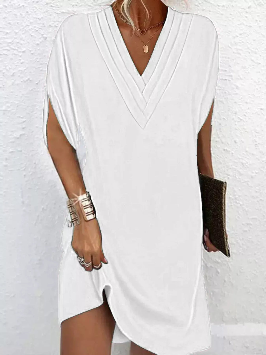 V-Neck Slit Sleeve Mini Dress - product image 10