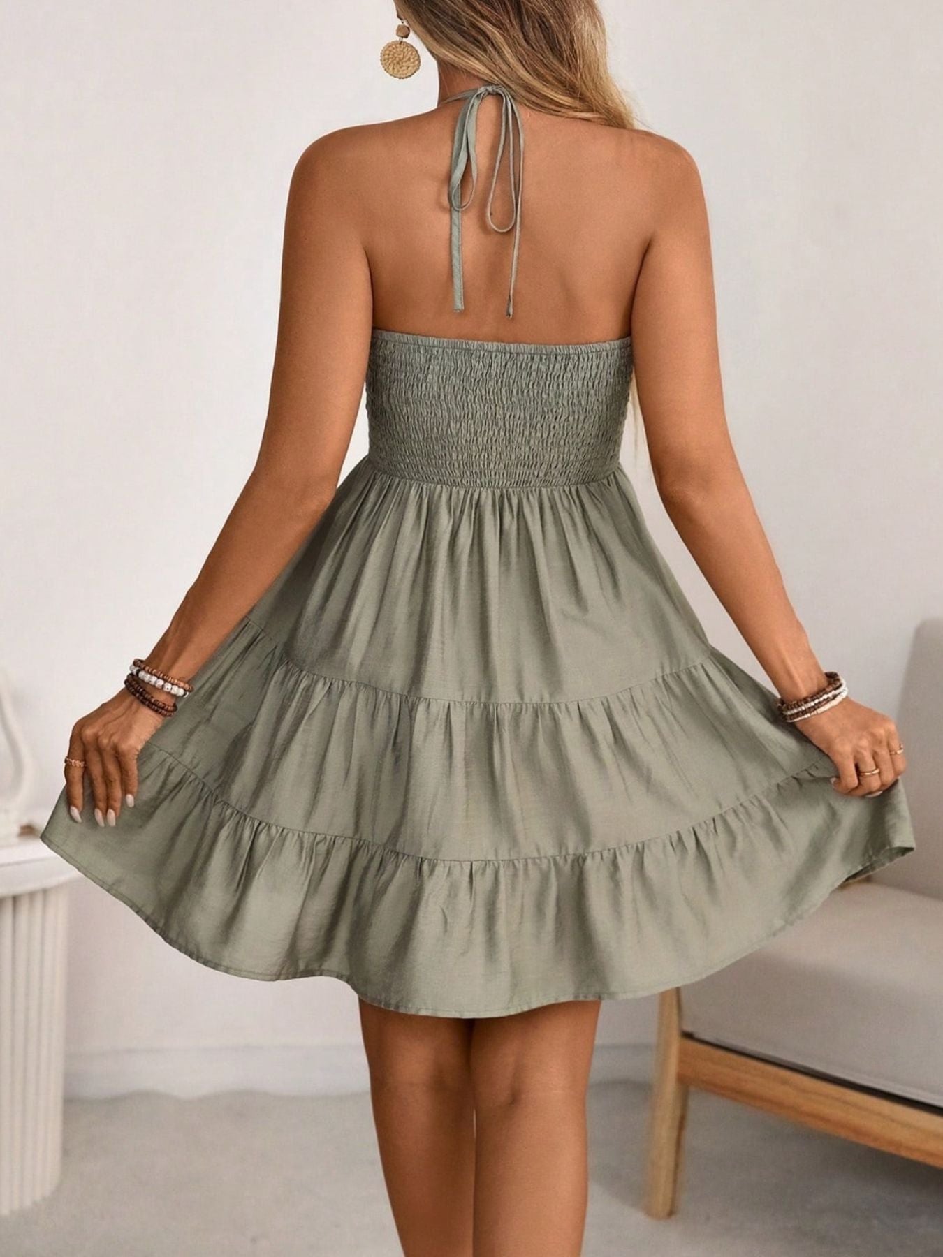 Smocked Halter Neck Tiered Dress - product image 19