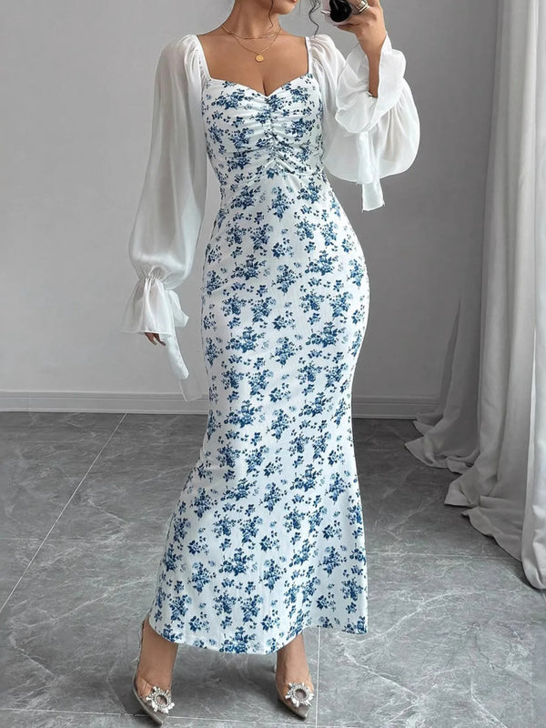 Floral Print Sweetheart Neckline Maxi Dress - product image 5