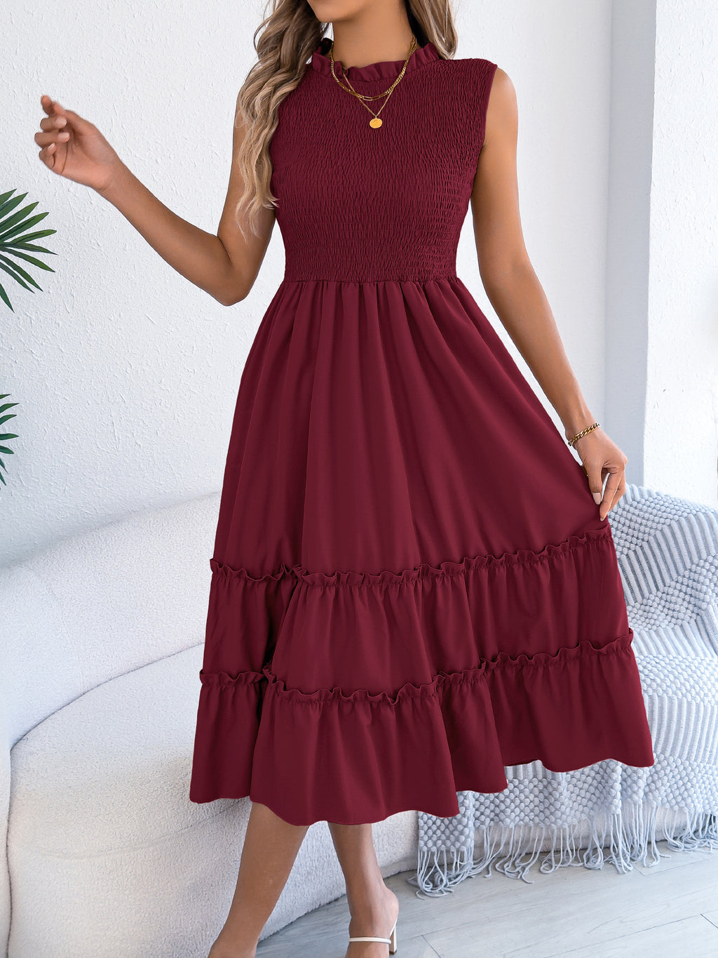 Smocked Sleeveless Tiered Dress - product image 24