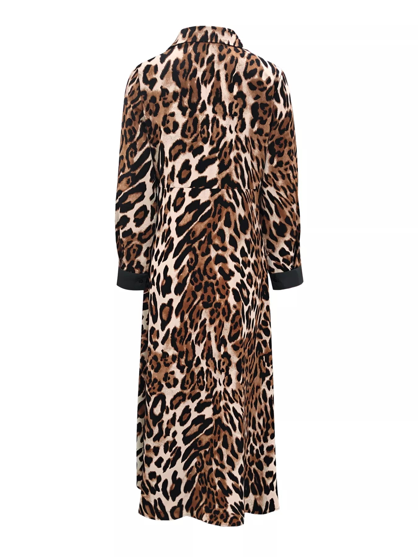 Leopard Print Long Sleeve Shirt Dress with Contrast Trim - product image 18