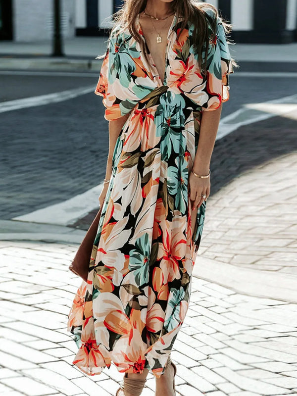 Floral Plunge Half Sleeve Dress - product image 2