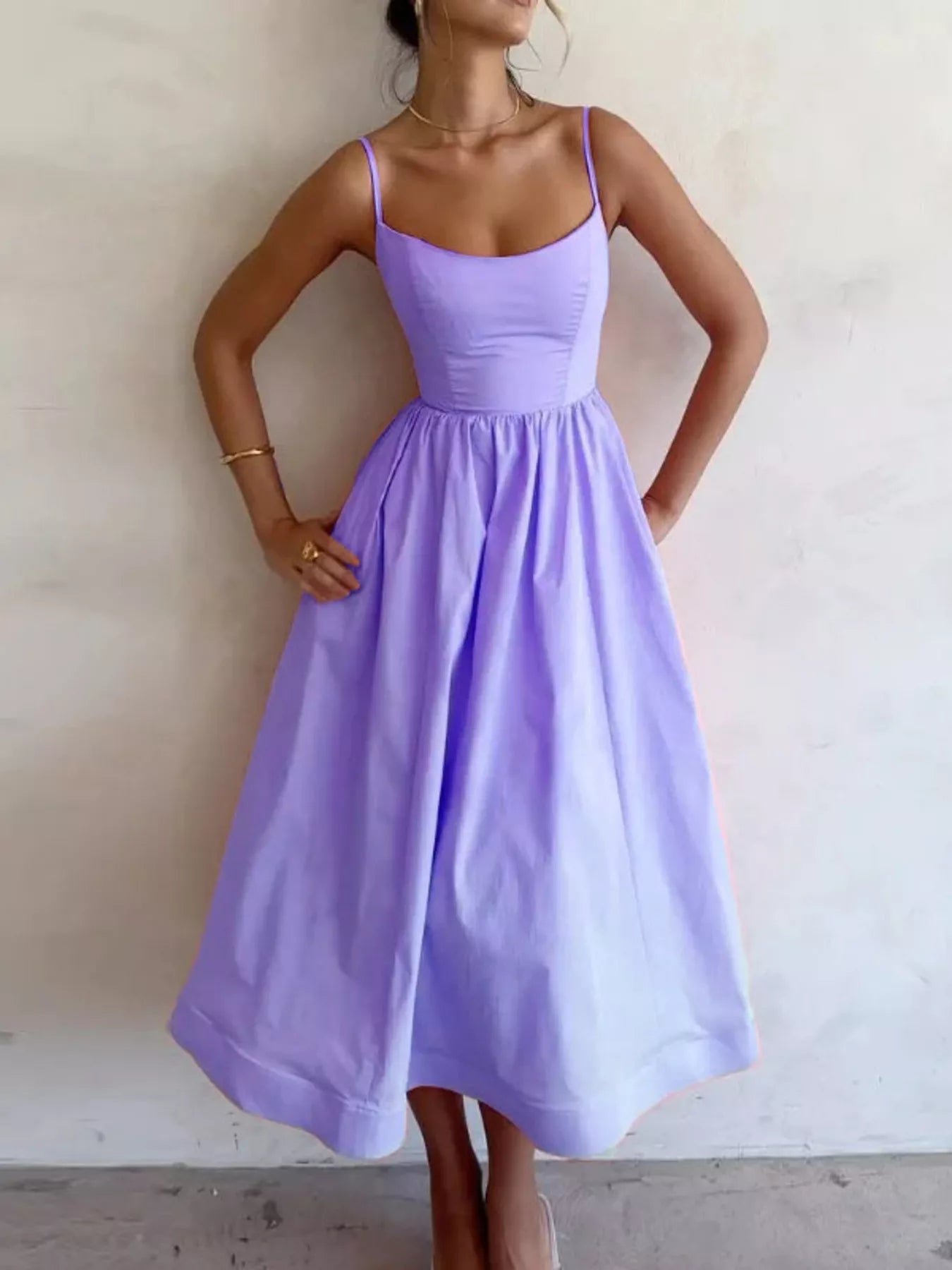 Adjustable Strap Scoop Neck Midi Dress - product image 4
