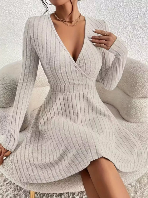 Ribbed Knit Wrap Mini Dress - product image 3