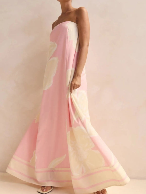Smocked Printed Tube Maxi Dress - product image 20