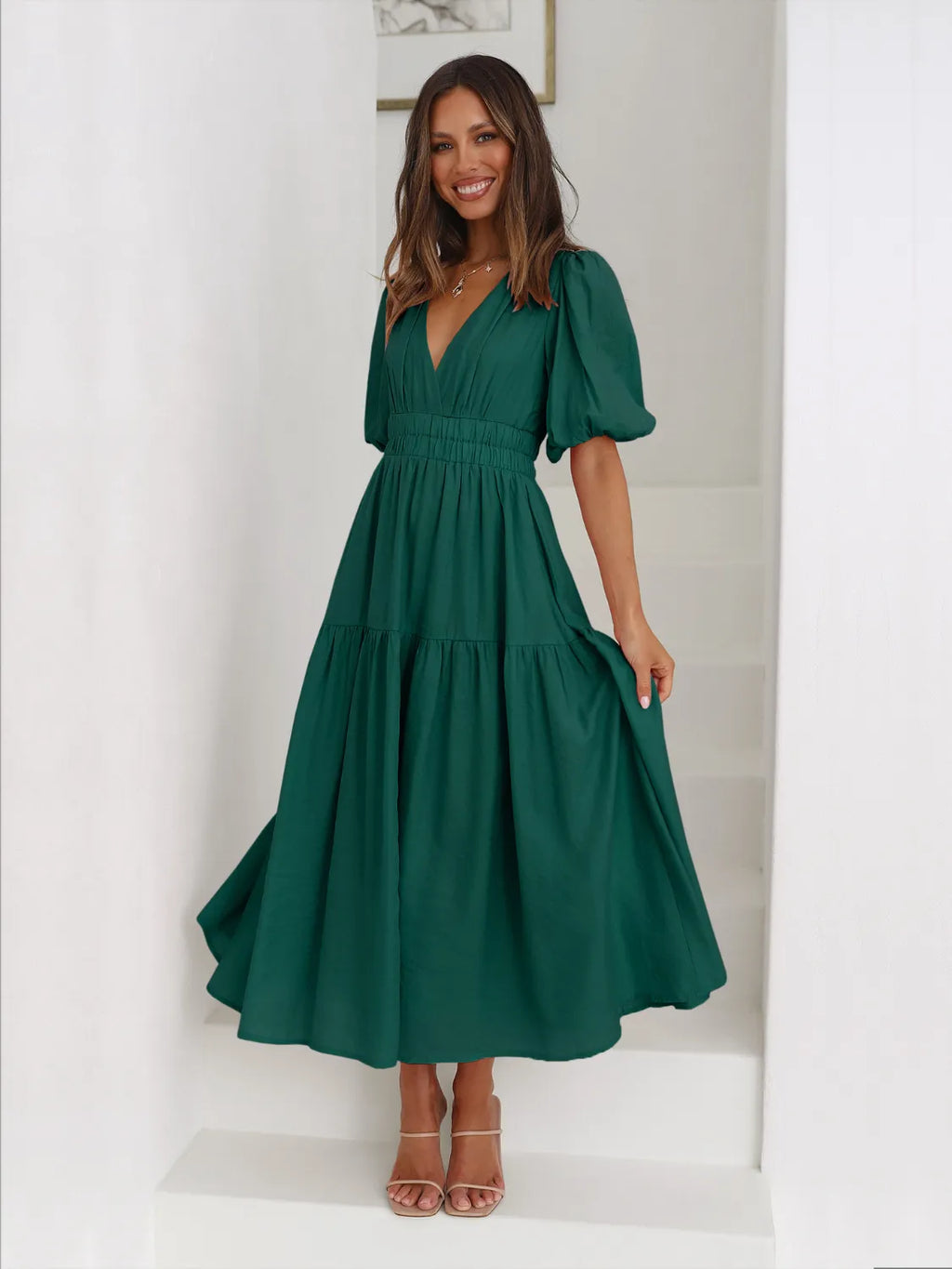 Tiered Surplice Half Sleeve Midi Dress - product image 8