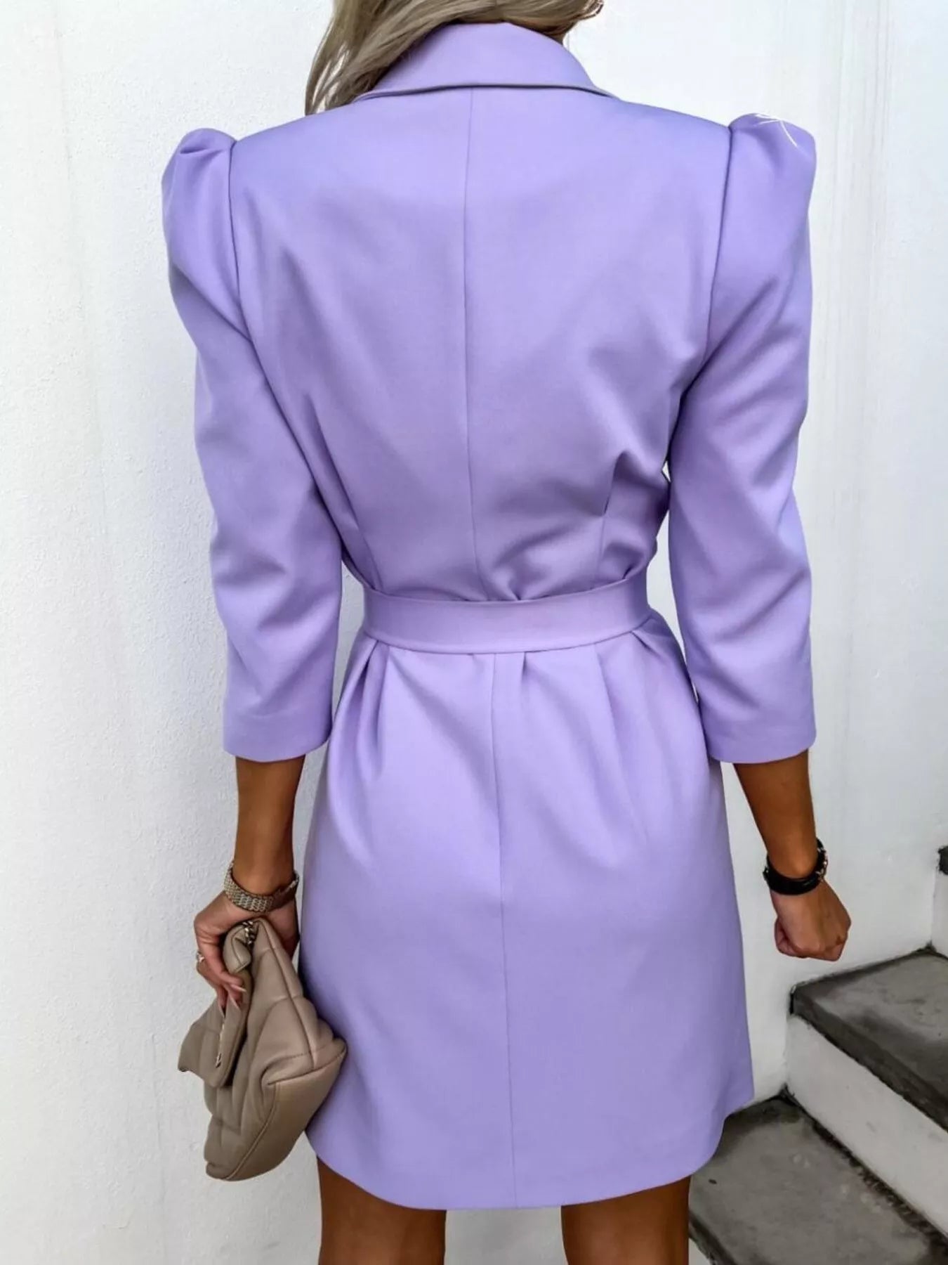 3/4 Sleeve Belted Blazer Dress view 9 - Shopiebay