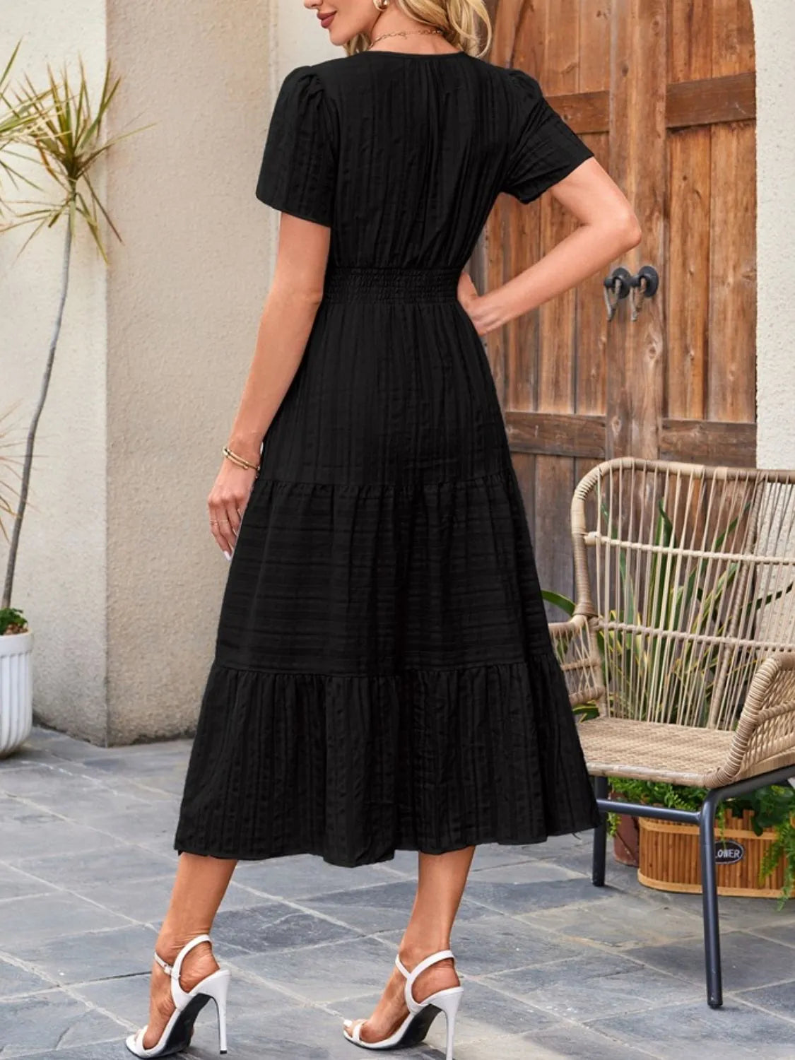 Tiered Notched Short Sleeve Dress - product image 12