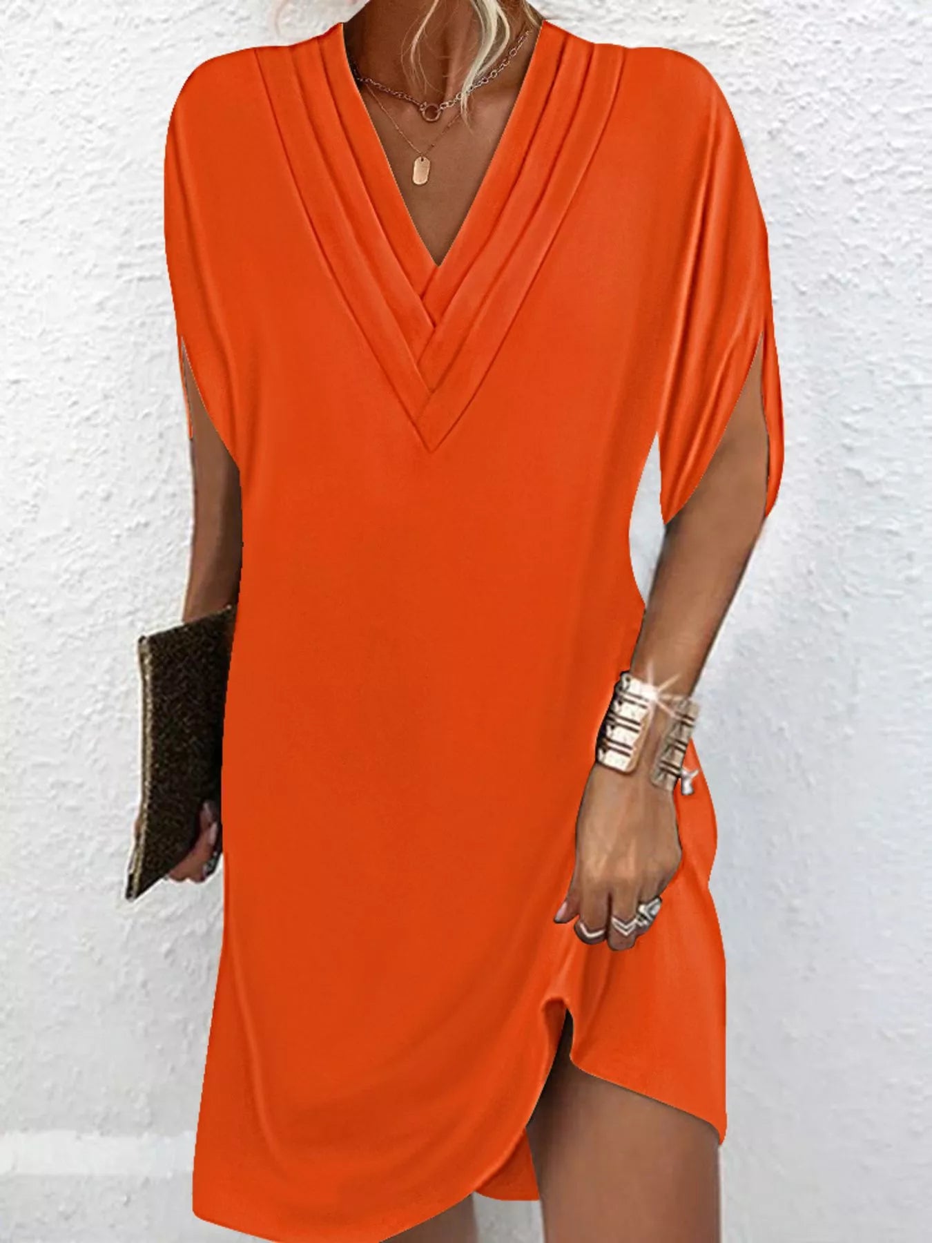 V-Neck Slit Sleeve Mini Dress - product image 13
