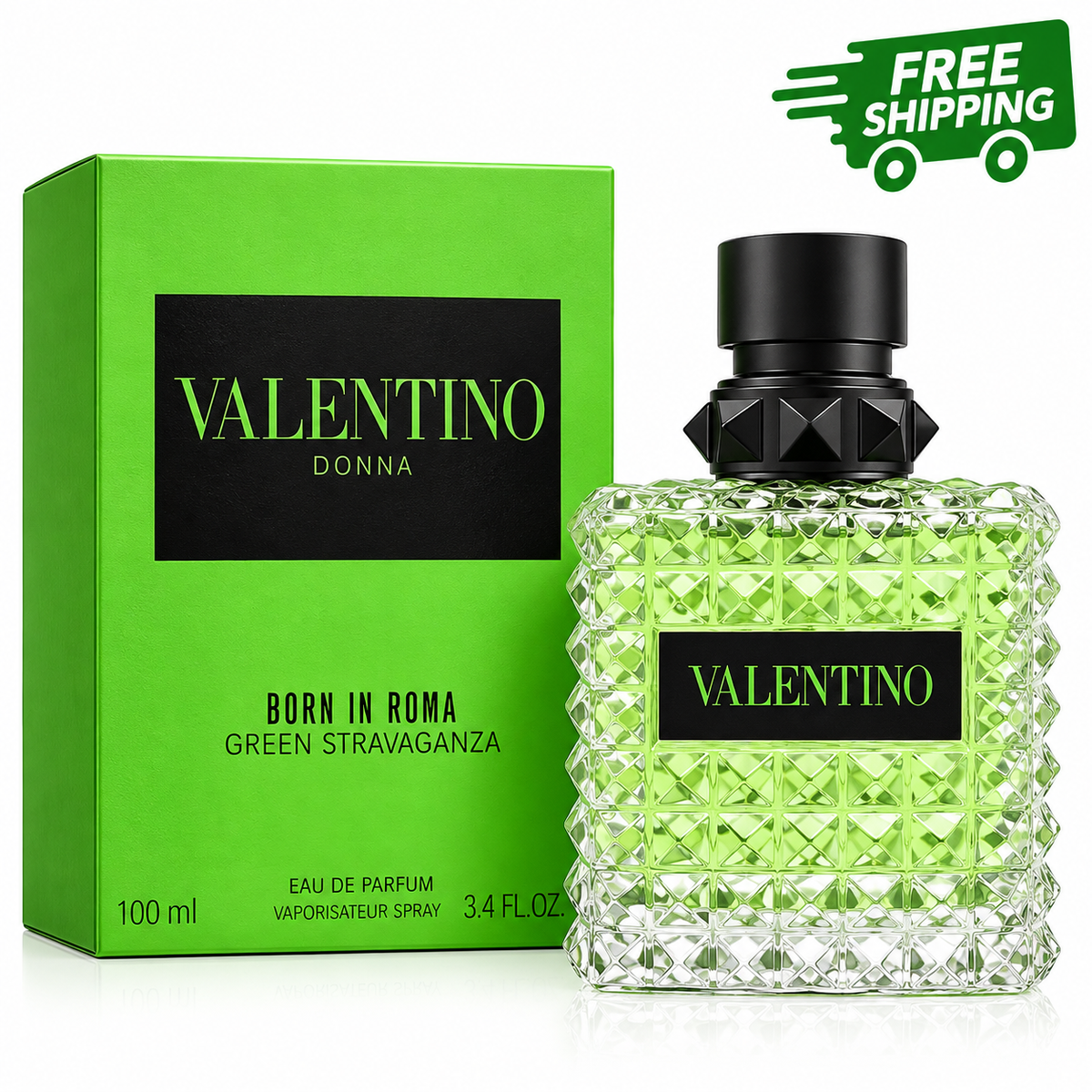 Valentino Donna Born in Roma Green Stravaganza 100ml perfume bottle and box Main image