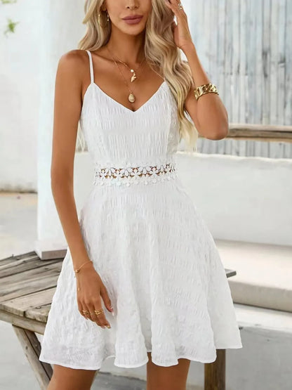 Lace Detail V-Neck Mini Cami Dress view 5 - Shopiebay
