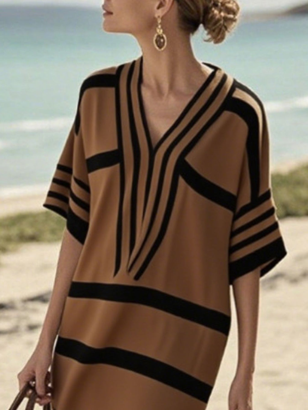 Full Size Striped Half Sleeve Midi Dress Plus Size - product image 23