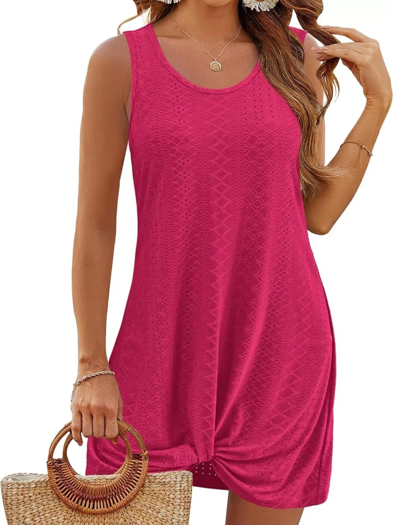 Sleeveless Knotted Hem Tank Dress Main image