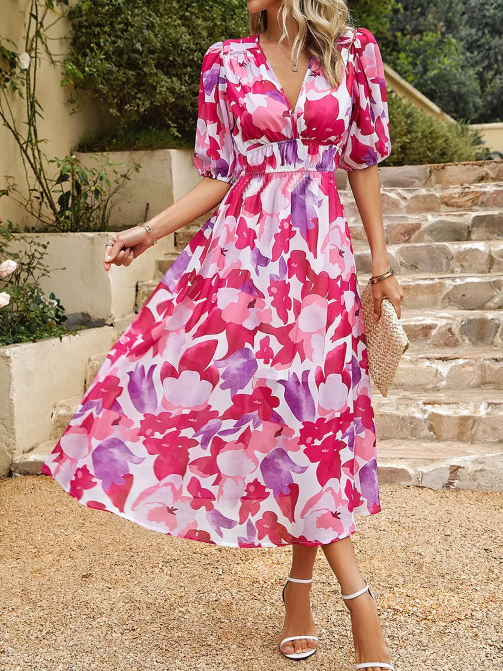 Printed Puff Sleeve Midi Dress - product image 16