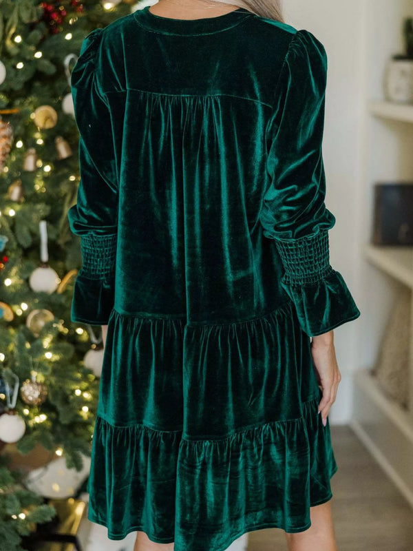 Velvet Tiered Notched Mini Dress - product image 5