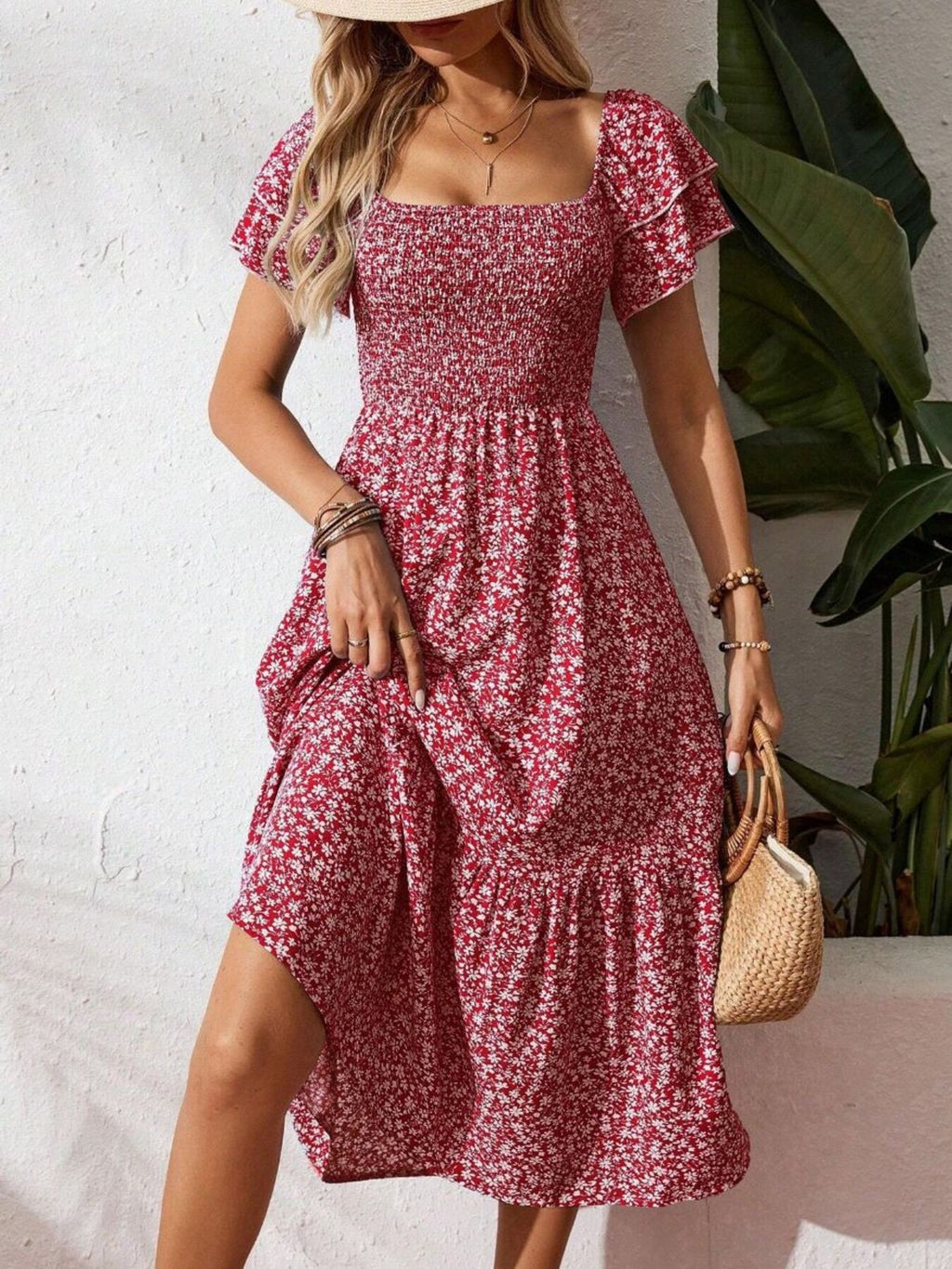 Floral Print Smocked Ruffle Sleeves Dress - product image 21