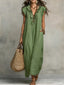 Full Size Ruffled V-Neck Cap Sleeve Maxi Dress Plus Size