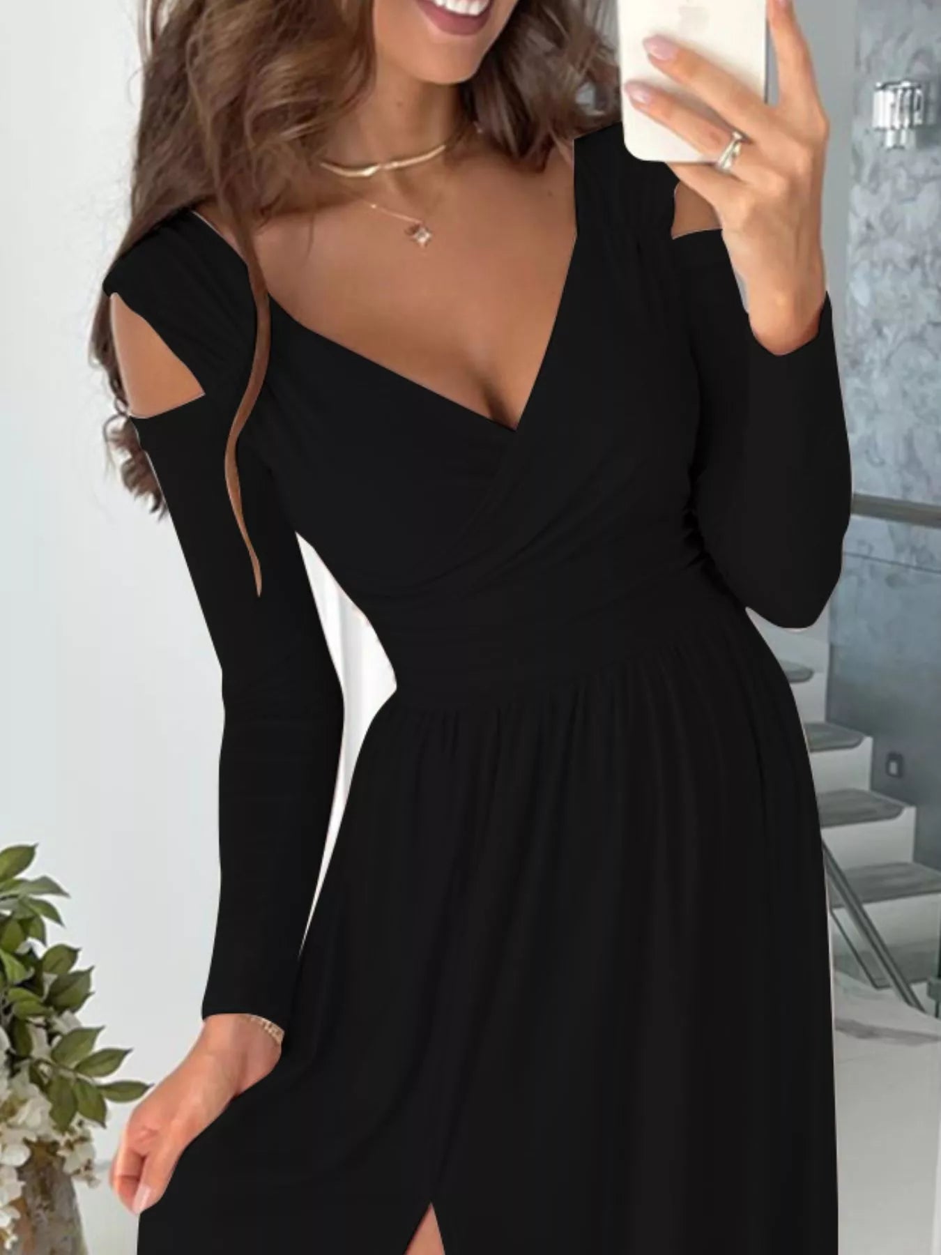 Slit Surplice Cold Shoulder Maxi Dress - product image 14