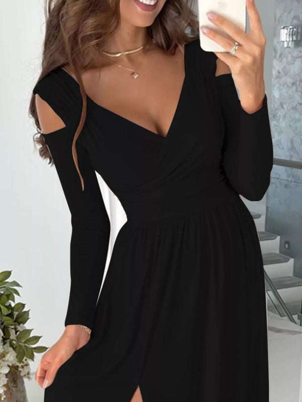 Slit Surplice Cold Shoulder Maxi Dress - product image 14
