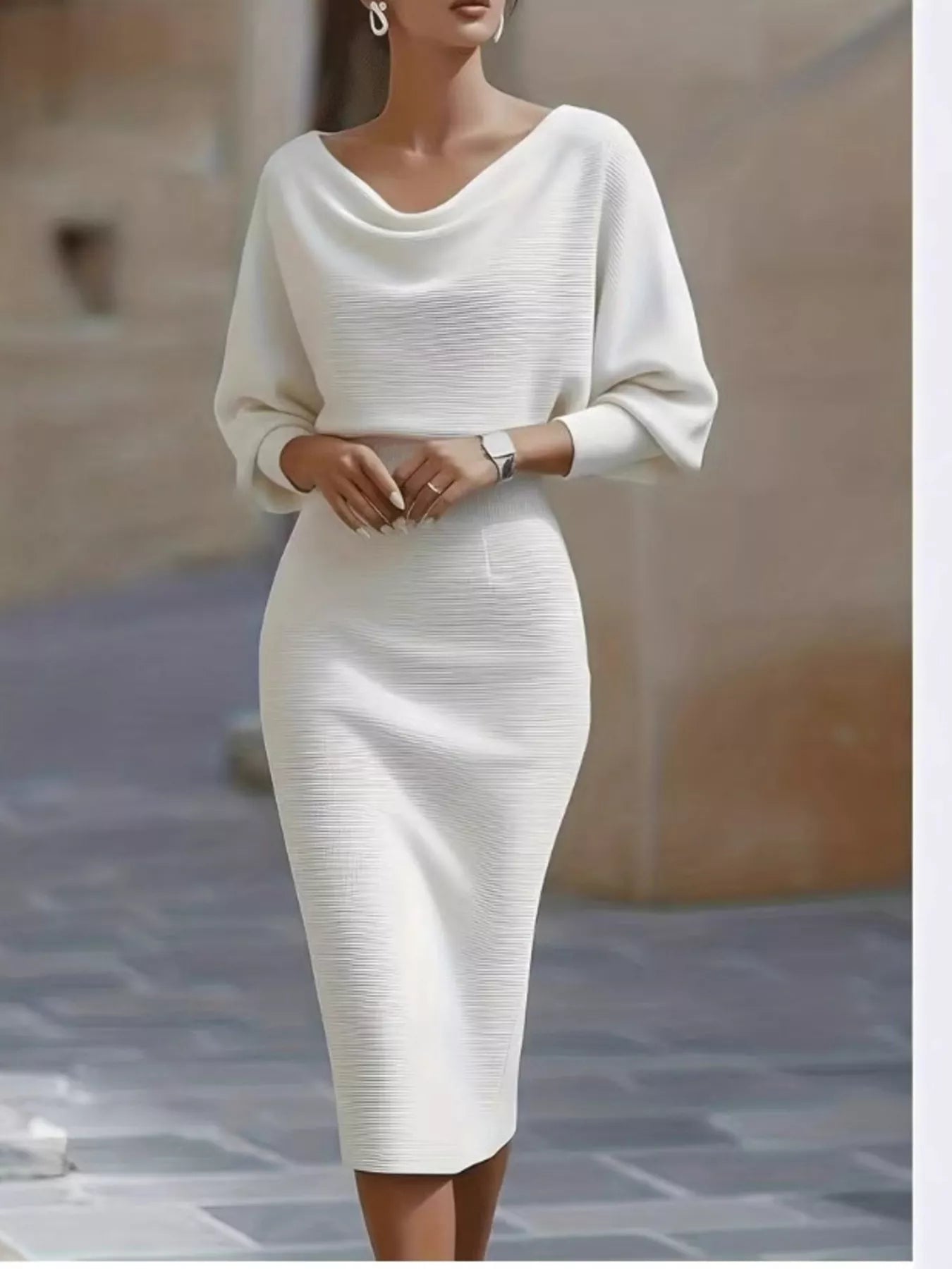 Cowl Neck Knit Bodycon Dress Main image